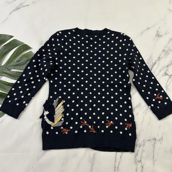 Charlie Robin Anthropologie Chicken Cardigan Sweater Size XS Blue Polka Dot - Picture 8 of 12